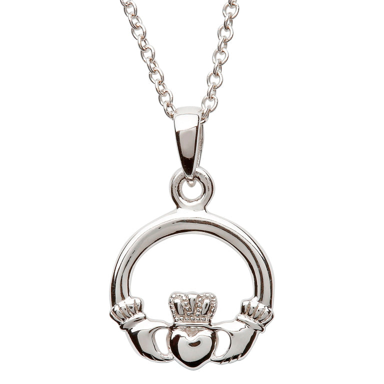 Silver Claddagh Necklace medium SP2116 Made By Shanore
