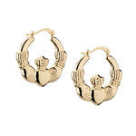 10K GOLD CLADDAGH HOOP EARRINGS S3735