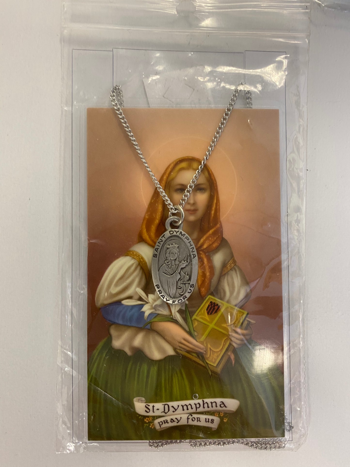 St. Dympha medal with prayer card