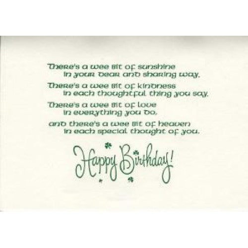 Happy birthday card green shamrocks