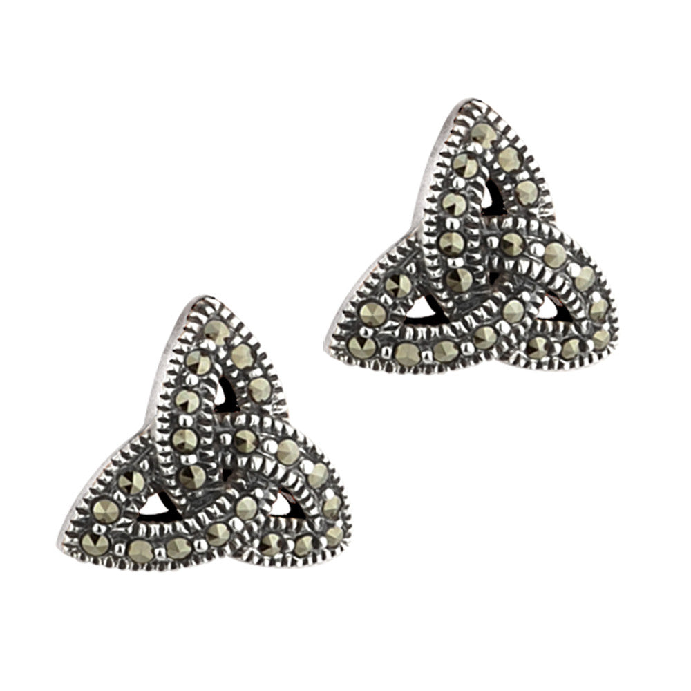 SILVER TRINITY KNOT MARCASITE EARRINGS