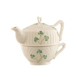 BELLEEK CLASSIC HARP SHAMROCK TEA FOR ONE 0267