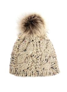 Girls oatmeal bobble hat PF7415
