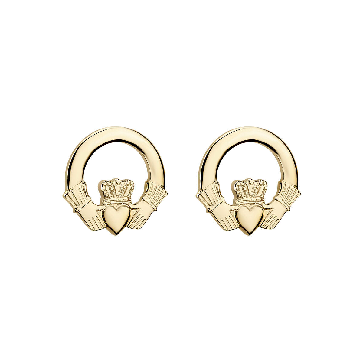 14K GOLD SMALL CLADDAGH STUD EARRINGS S3356