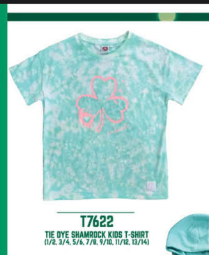 Ocean green tie dye shamrock tshirt T7622