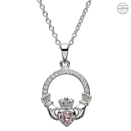 Platinum Plated June Claddagh Pendant