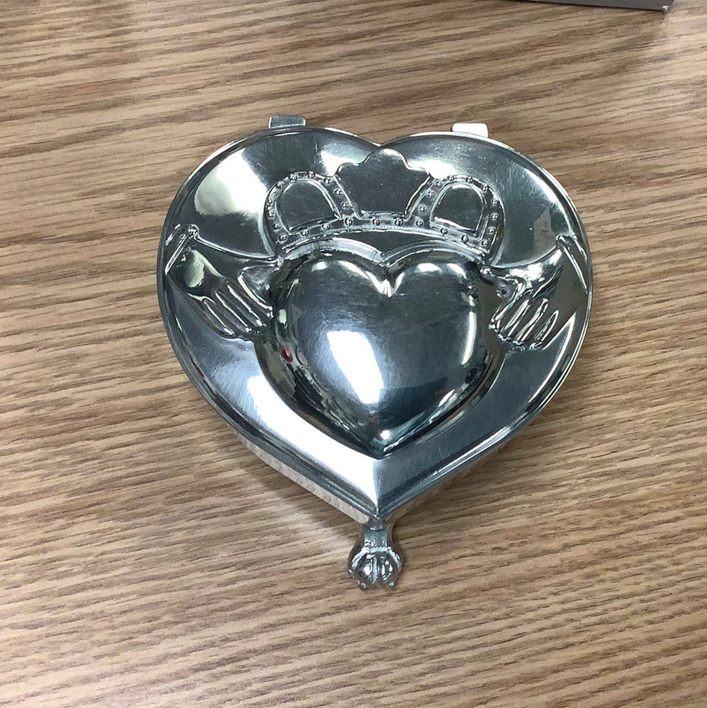 Heart shaped music box pewter