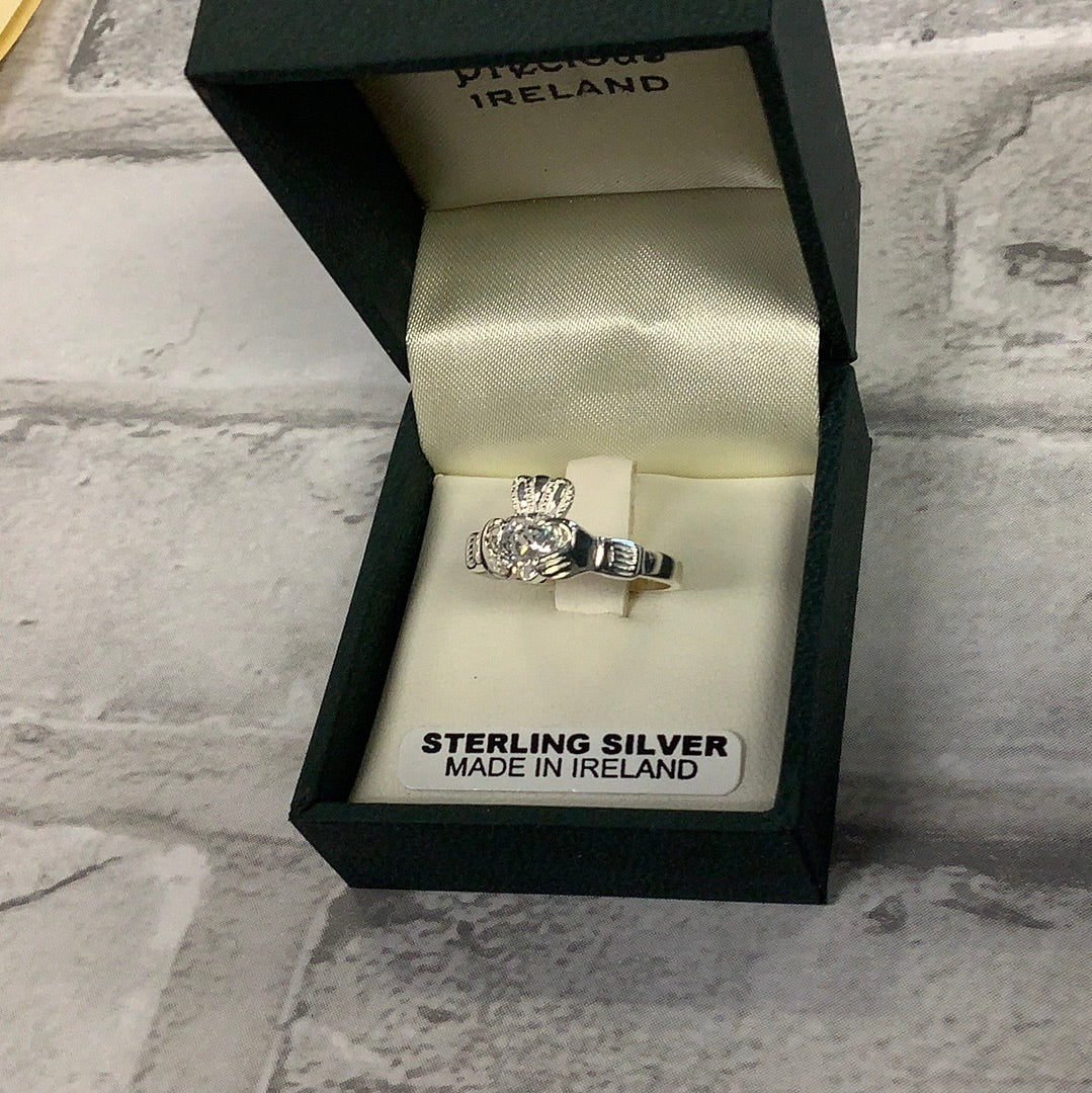Sterling silver Claddagh with CZ stone 71204