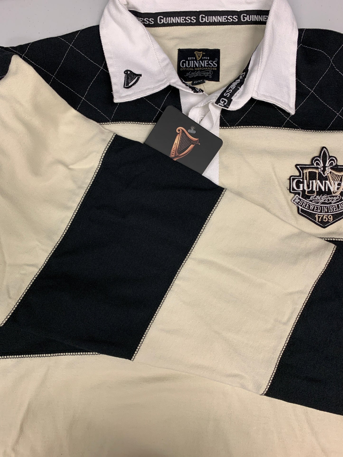 Guinness Cream/Blk Rugby Shirt (long-sleeve)