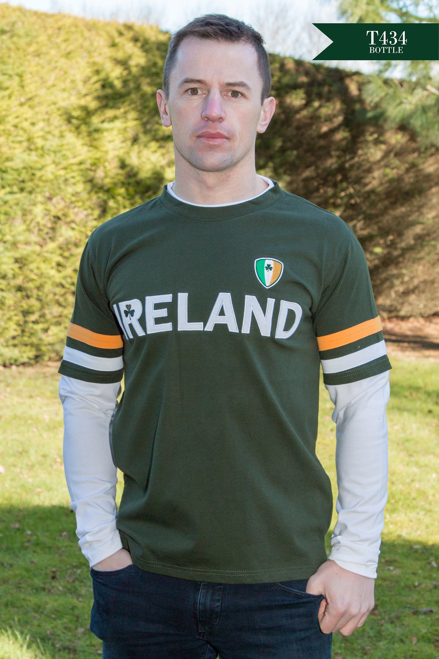 Mens double sleeve tee T434