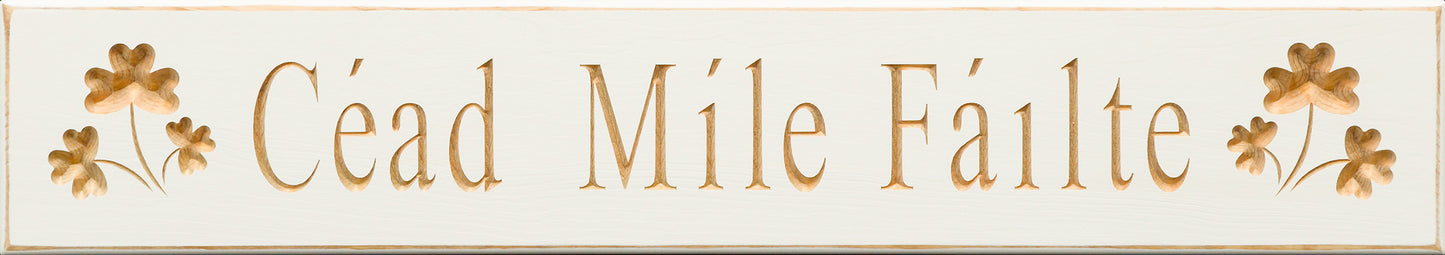 Cead mile failte white shamrock