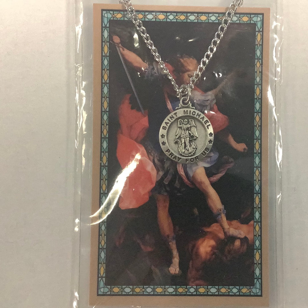 St. Michael pewter medal with prayer card