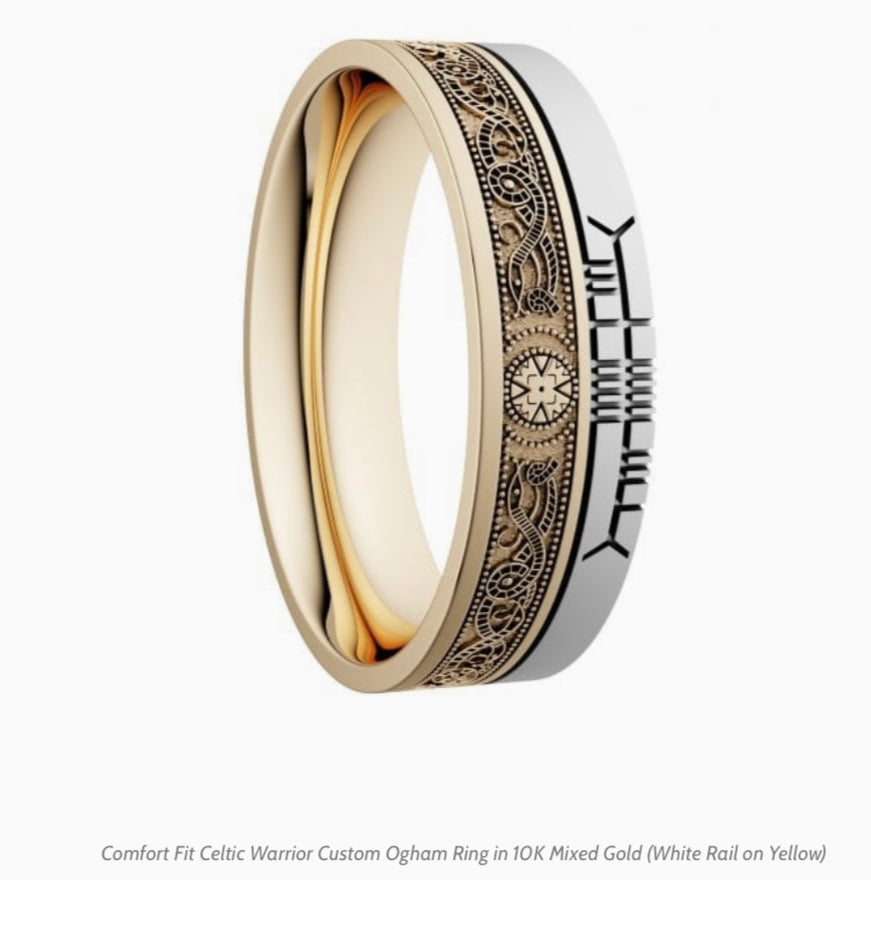 Comfort Fit Celtic Warrior Custom Ogham Ring BR7