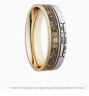 Comfort Fit Celtic Warrior Custom Ogham Ring BR7