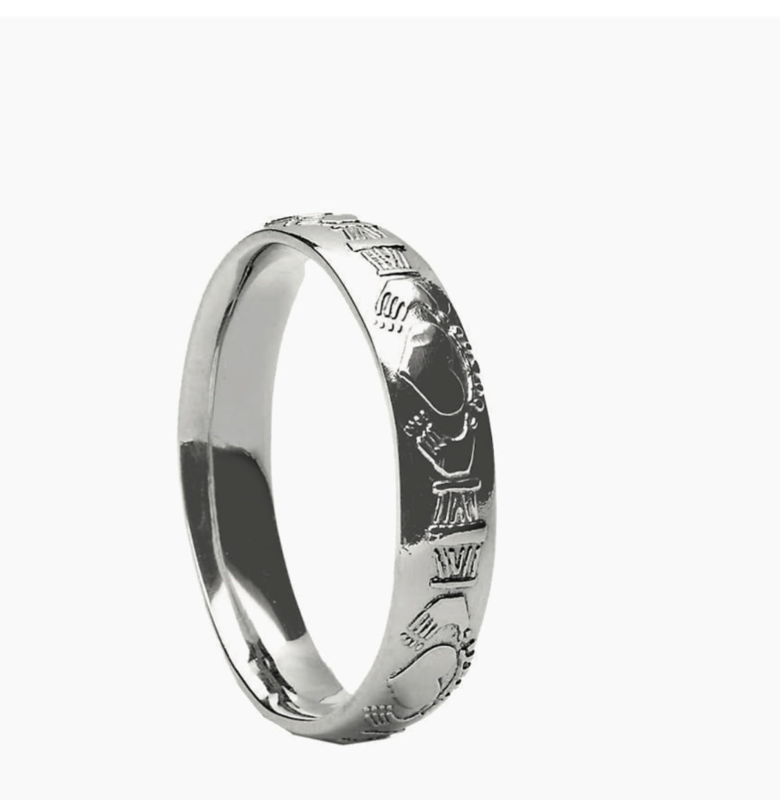 Mens Court Shaped Claddagh Wedding Band