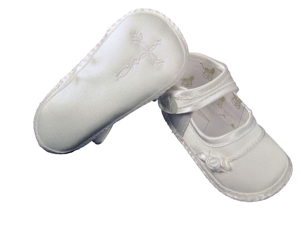 Girls Satin Shoe with Embroidered Celtic Cross 6CRGAS