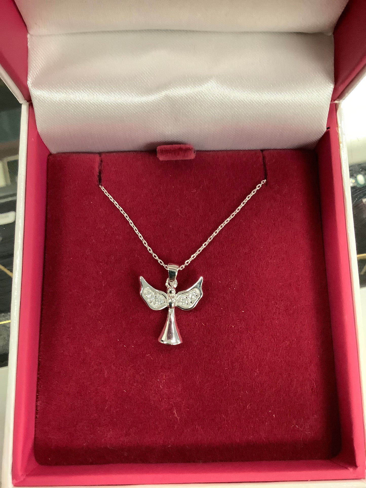 Silver angle with crystal encrusted wings hcp204