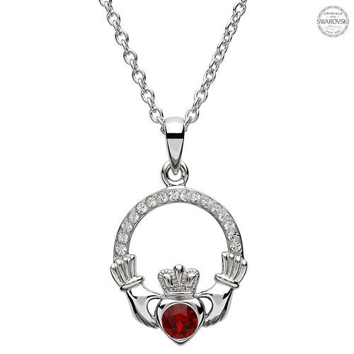 Platinum Plated January Claddagh Pendant