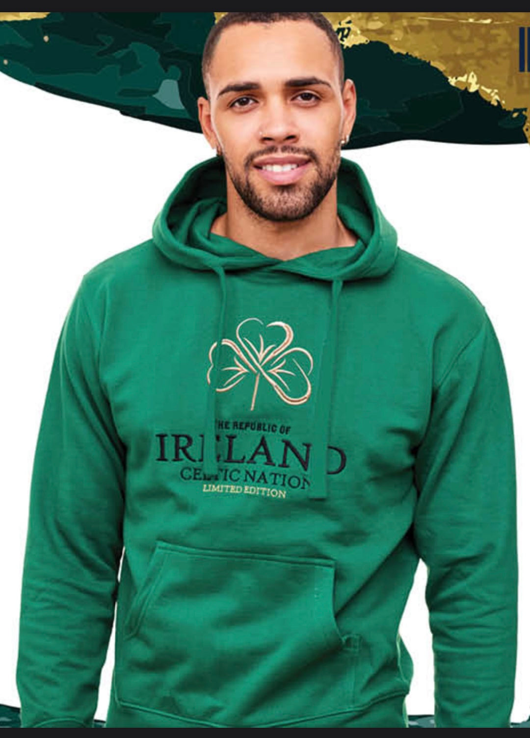 Green Republic of Ireland shamrock Hoodie T5084