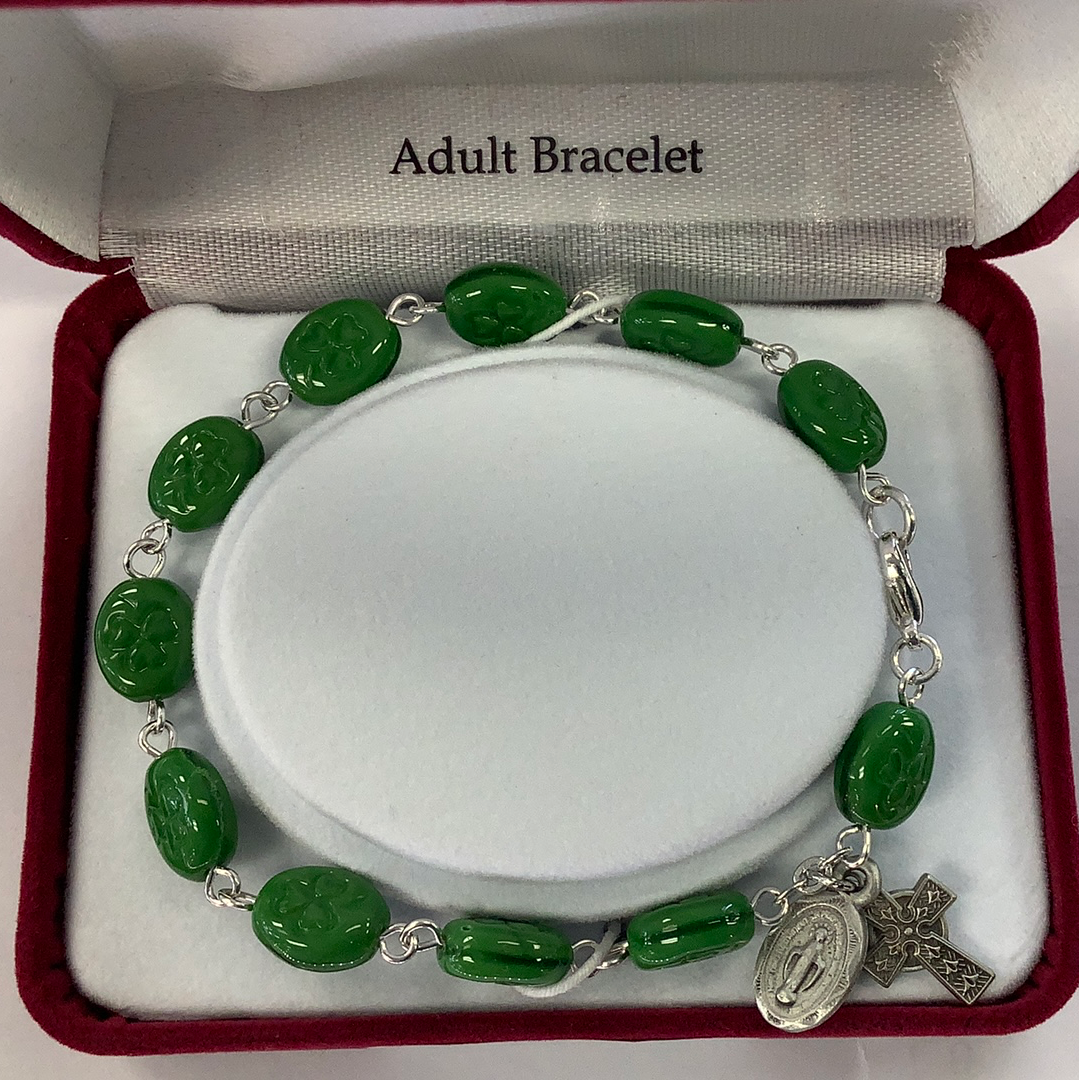 Rosary bracelet - shamrock bead pewter 920D