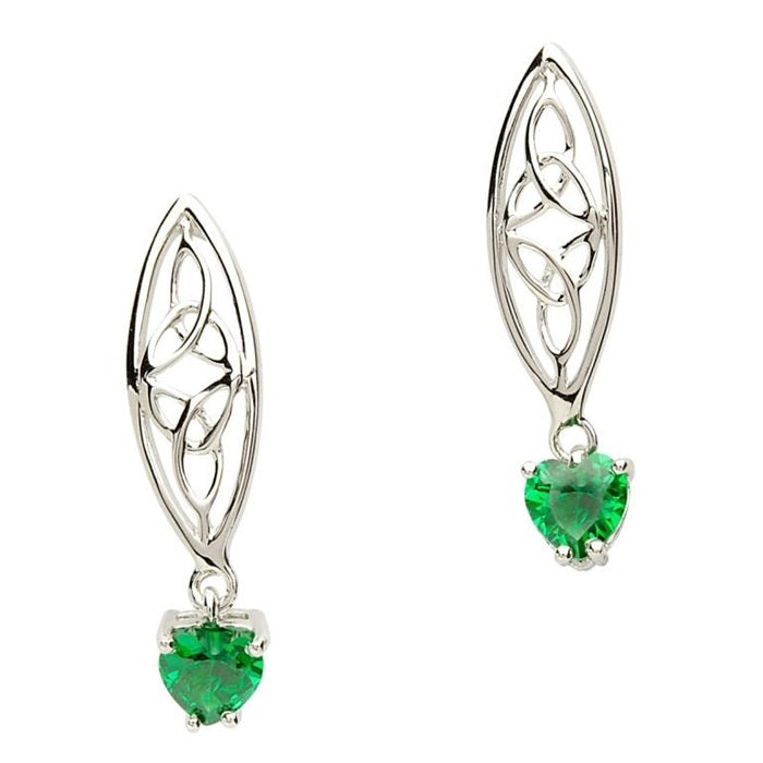 sil trinity green heart earring SE2017GR