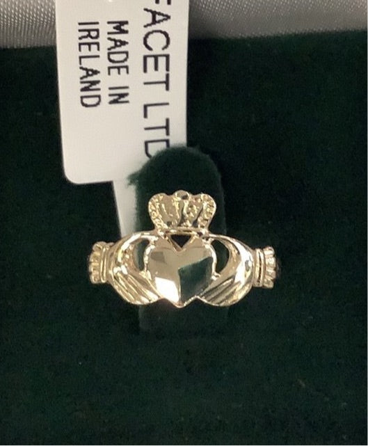 14k Facet light claddagh ring 221