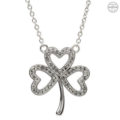 Platinum Plated White Shamrock Pendant PP139