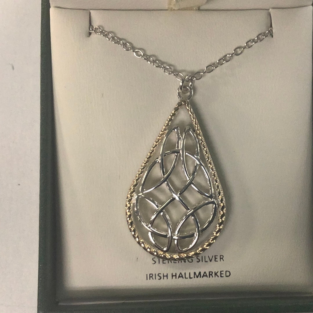 Sterling silver open Celtic infinity pendant 28” chain a1163