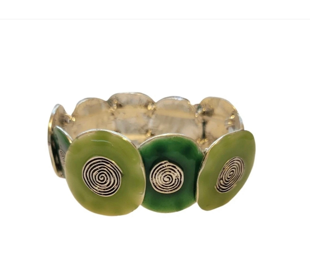 'FOUR GREEN FIELD'S' ENAMEL SPIRAL STRETCH BRACELET Ttb600