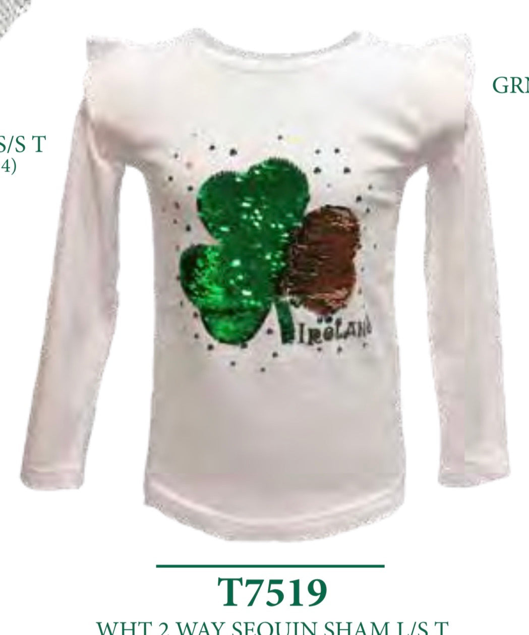 Girls flip sequins shamrock shirt T7519