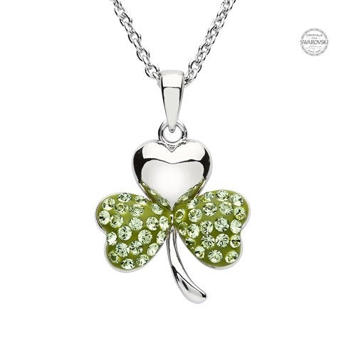 Platinum Plated Peridot Shamrock Pendant PP149