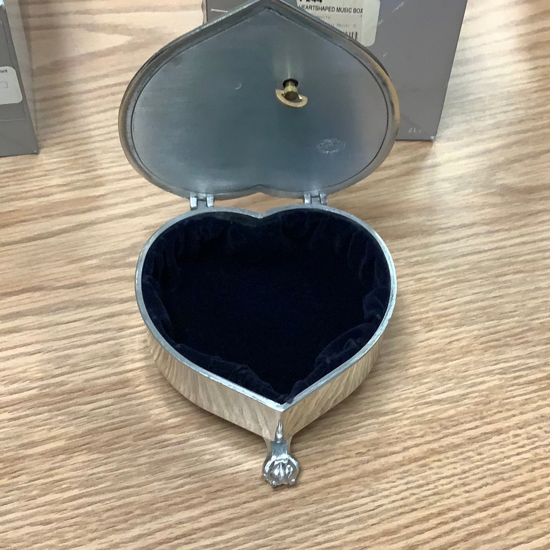 Heart shaped music box pewter