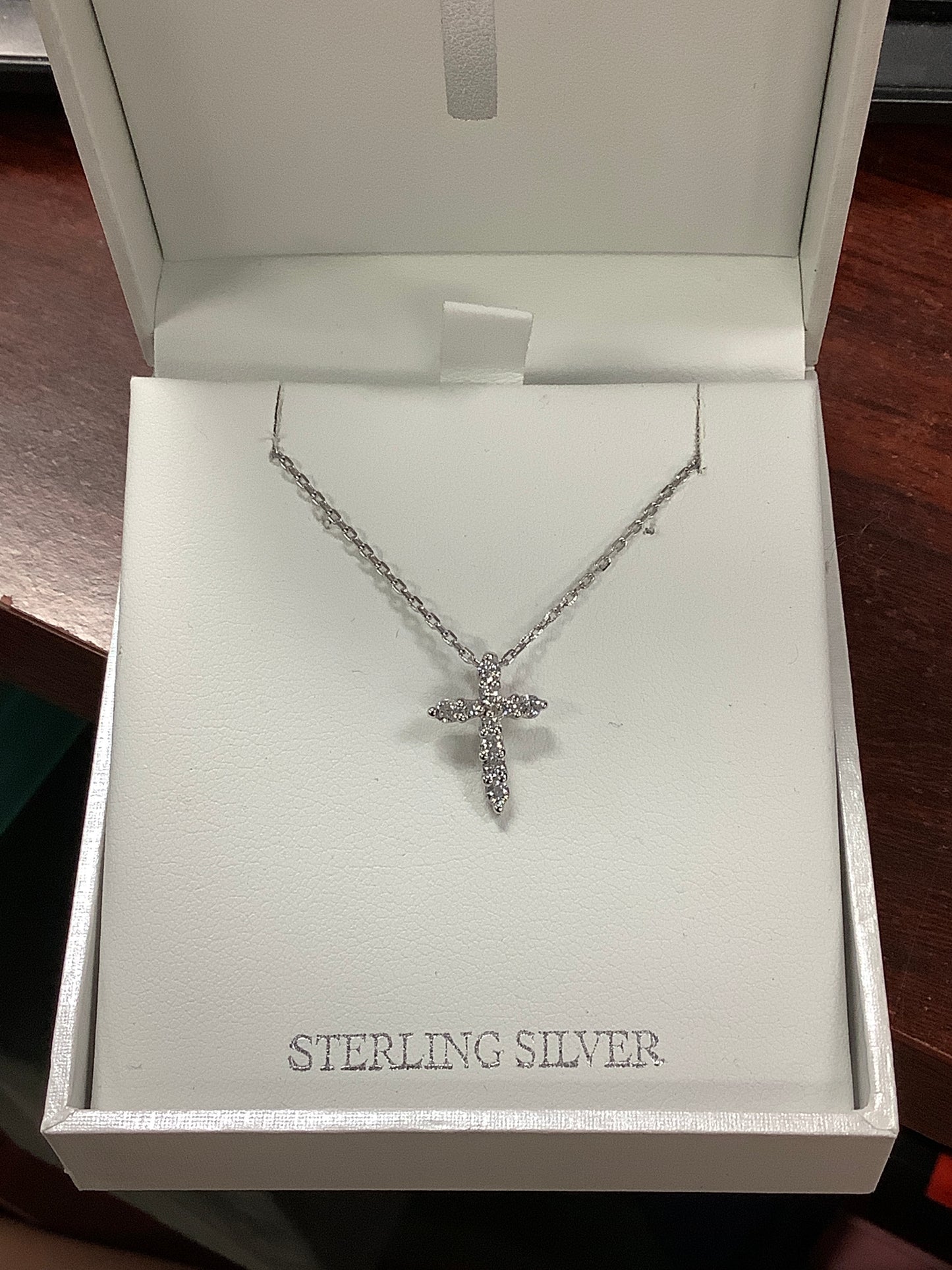 Silver Children's Cubic Zirconia Cross