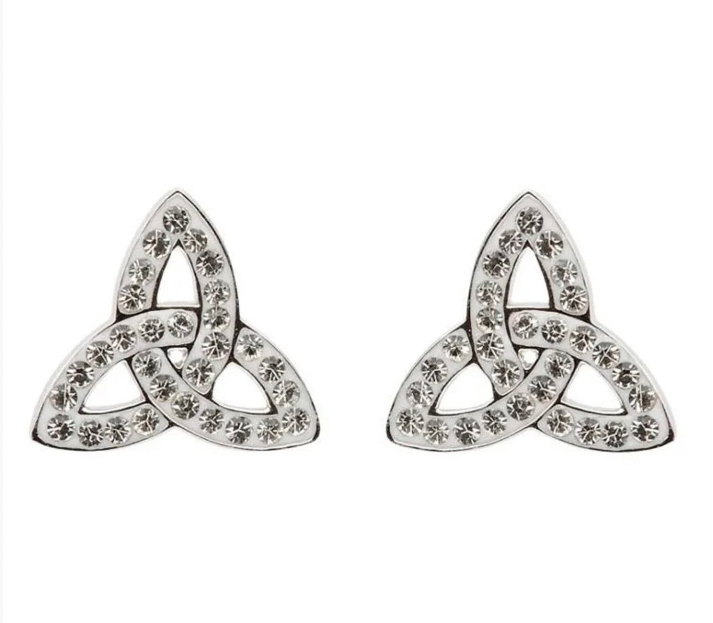 Trinity Knot Stud Earrings Adorned With Crystals SKU: SW42