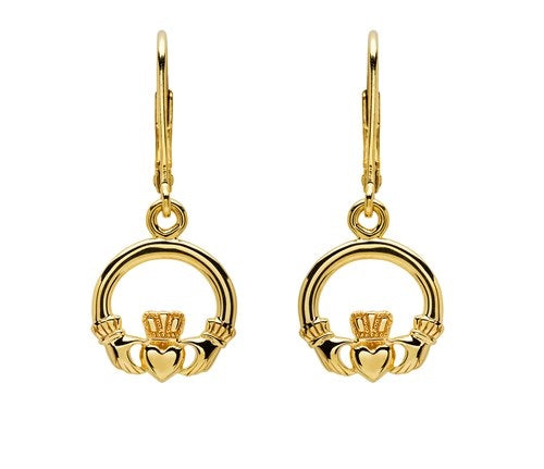 14KT Gold Vermeil Claddagh Drop Earrings gv24