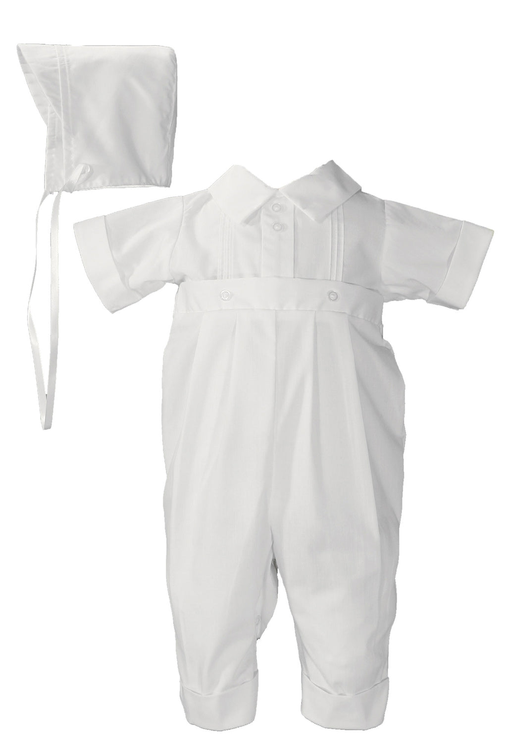Boys Poly Cotton One Piece Christening Baptism Coverall with Pin Tucking (12 Months) BJ01CS12