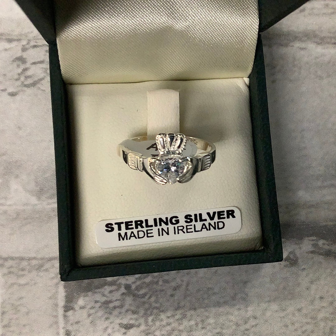 Sterling silver Claddagh with CZ stone 71204