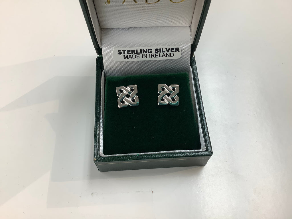Silver Contemporary Square Celtic Stud Earrings E432-S