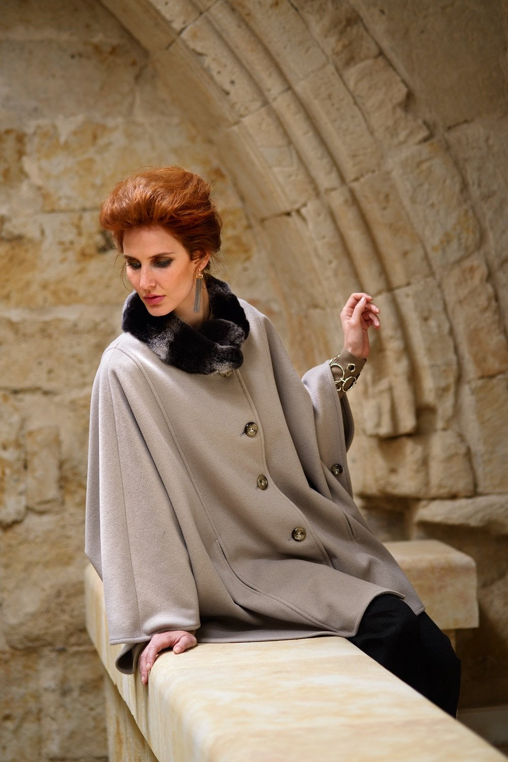 Cape with Rex Trimmed Collar #Fidel