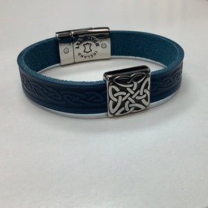 Braden Celtic leather bracelet blue