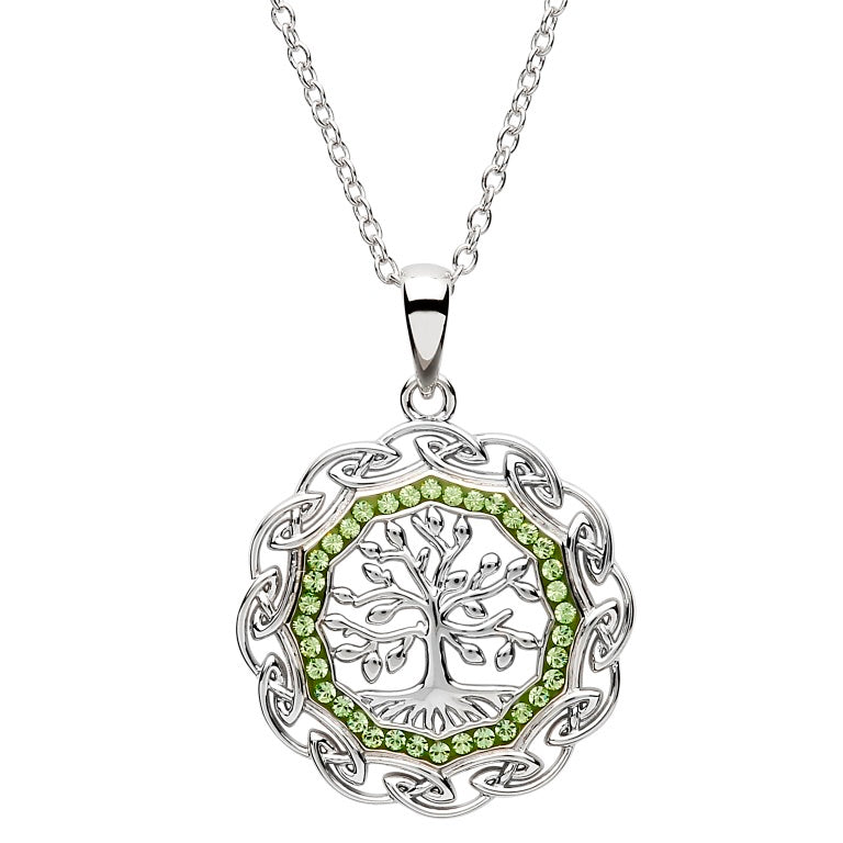Celtic Silver Tree Of Life Pendant Embellished With Swarovski Crystal #Item Code: SW110