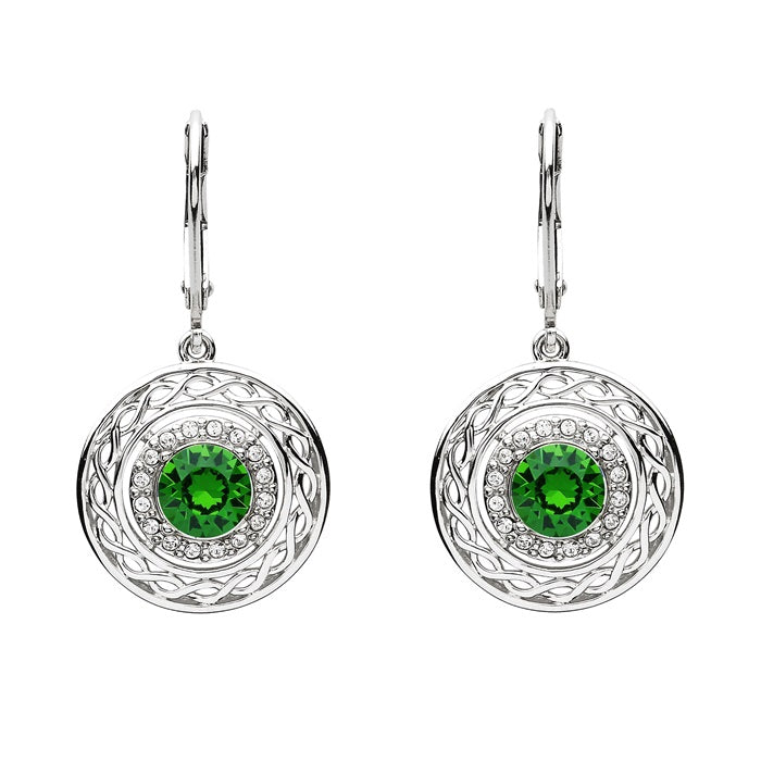 SS Swarovski Green/White Celtic Earrings SW166