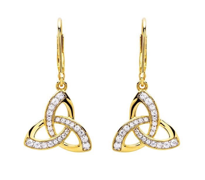 14KT Gold Vermeil Cz Trinity Drop Earrings GV29