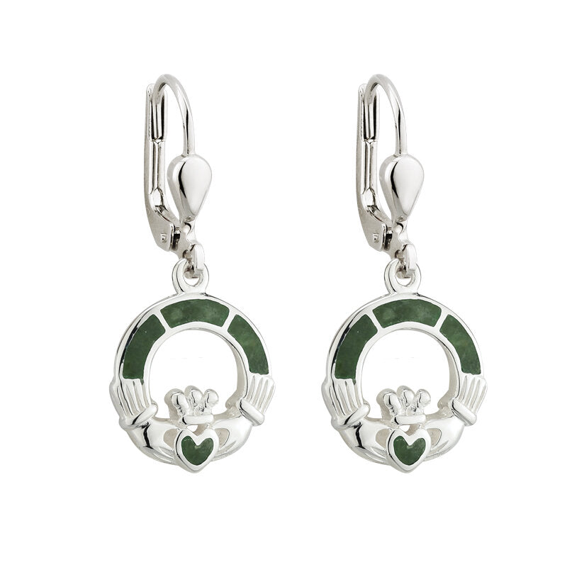 CONNEMARA MARBLE CLADDAGH DROP EARRINGS S33590