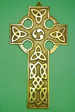 SOLID BRASS - CELTIC CROSSES (WALL HANGING) - BRASS - FLAT Medium PLAIN