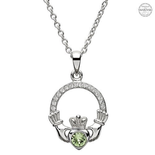 Platinum Plated August Claddagh Pendant PP129