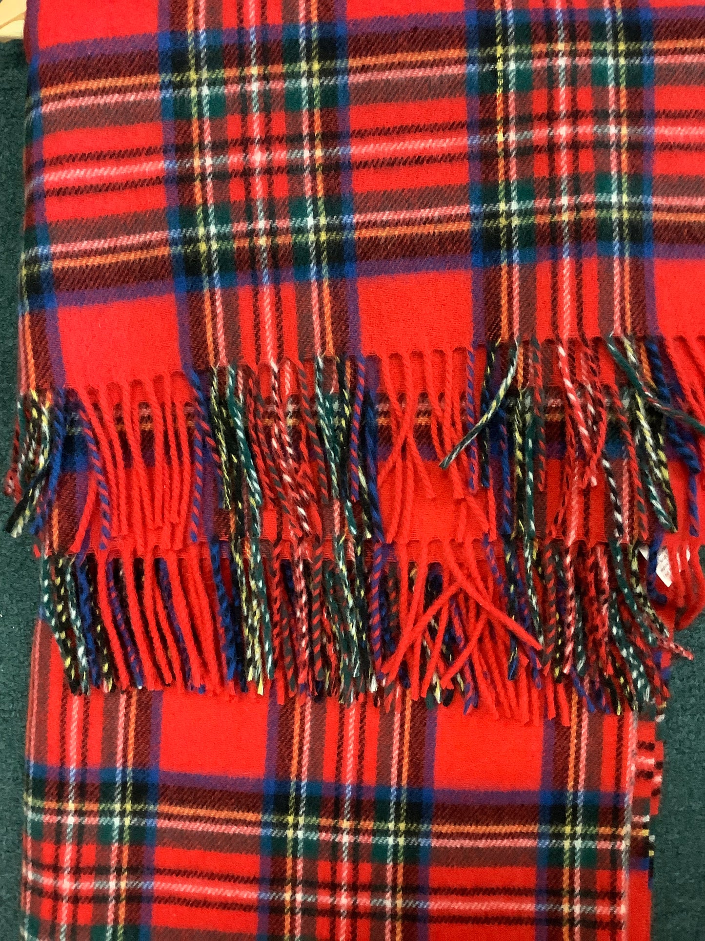 John Hanly 100% lambs wool throw red Stewart