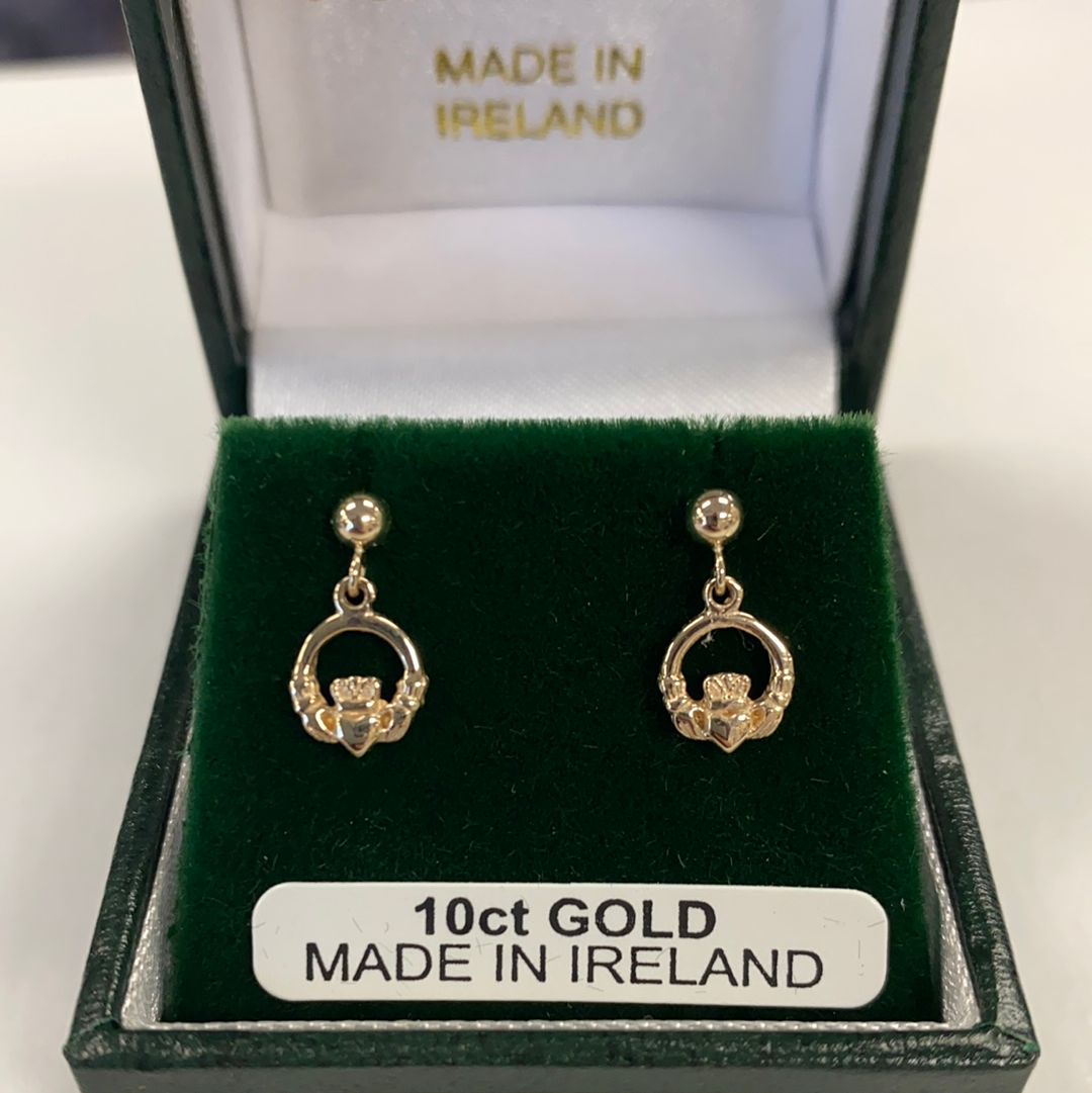 10k small hanging claddagh earrings G OTC