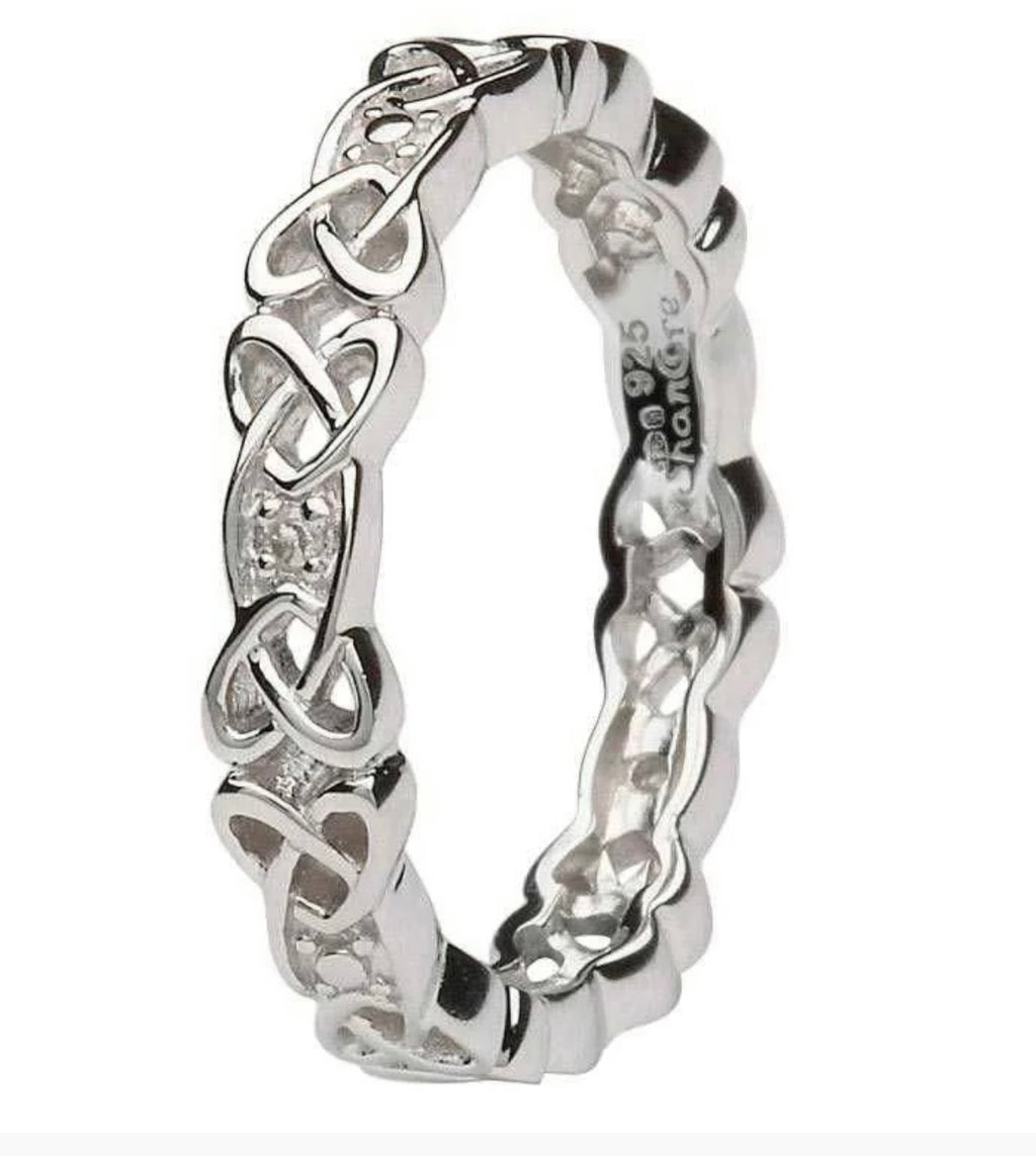 Ladies Silver Celtic Knot Stone Set Ring SD12