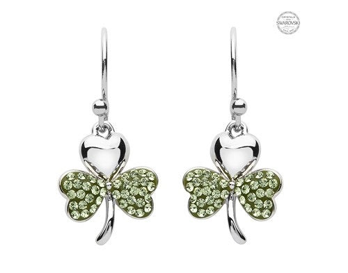 Platinum Plated Peridot Shamrock Earrings PP176